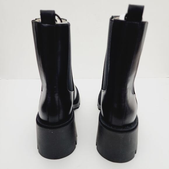Zara Black Faux Leather Chelsea Boots Chunky Platform Ankle Boot Round Toe Sz 9 - Picture 7 of 9